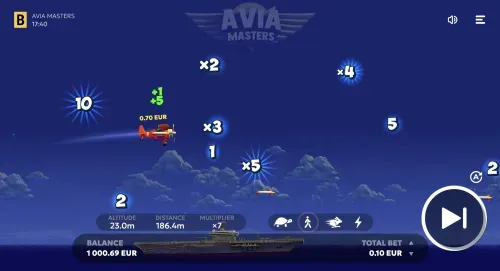Aviamasters gameplay with multiple multipliers in flight