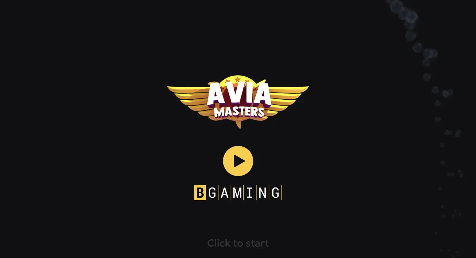 Aviamasters game start screen with BGaming logo